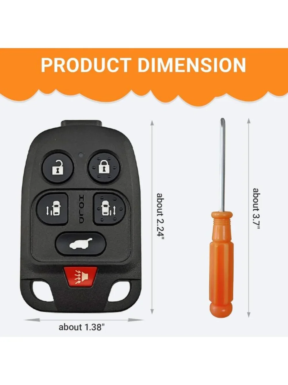 Upgraded Key Fob Case Shell for Honda Odyssey 2011-2013 - 6 Button Keyless Entry